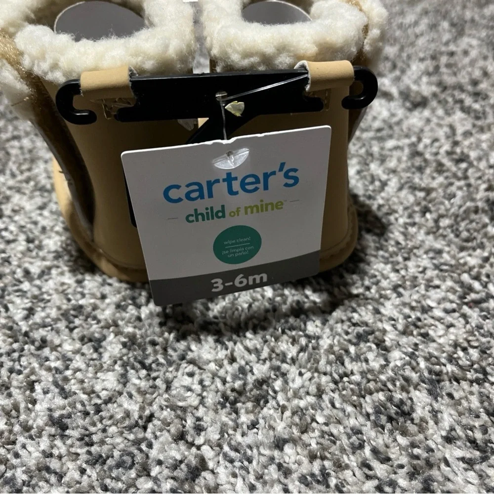Carter's Child of Mine Baby Girl Tan Faux Fur Boots, Size 3-6 Months